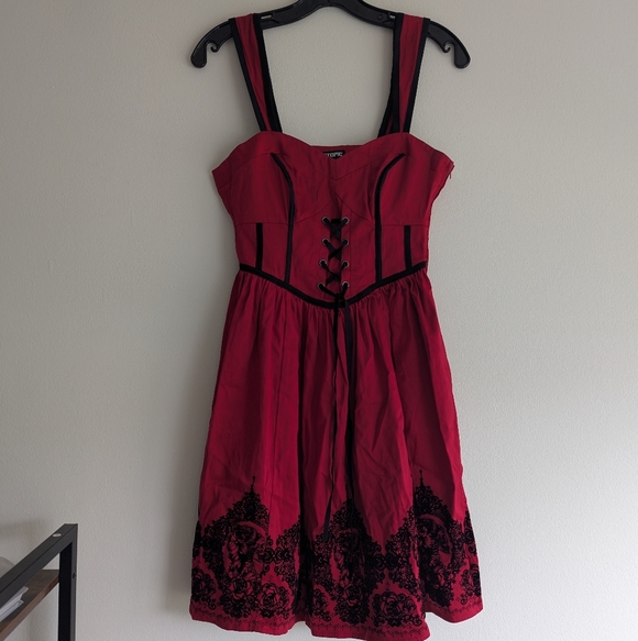 Hot Topic Dresses & Skirts - Hot Topic Goth Punk Velvet Skull Cameo Halloween Corset Dress Size XS